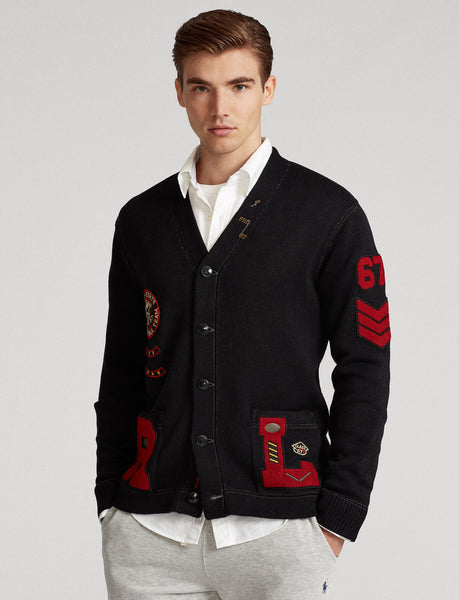 Polo Ralph Lauren Cotton Letterman Cardigan, Black