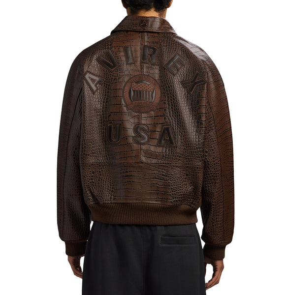 AVIREX LIMITED EDITION CROC ICON JACKET, ESPRESSO