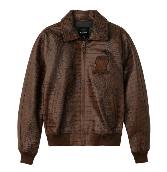 AVIREX LIMITED EDITION CROC ICON JACKET, ESPRESSO
