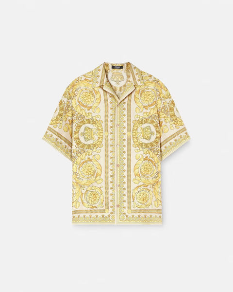 VERSACE BAROCCO SILK SHIRT, Yellow+Print