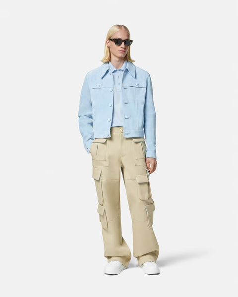 VERSACE 1978 Re-Edition Logo Polo Shirt, Pastel Blue