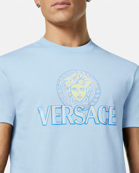 VERSACE Medusa Logo T-Shirt, Pastel Blue