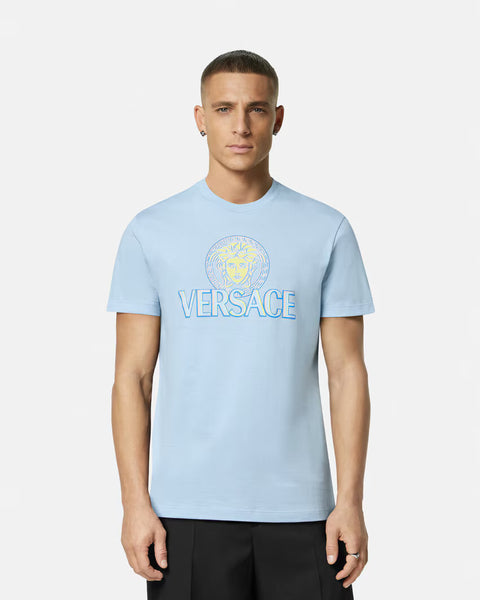 VERSACE Medusa Logo T-Shirt, Pastel Blue