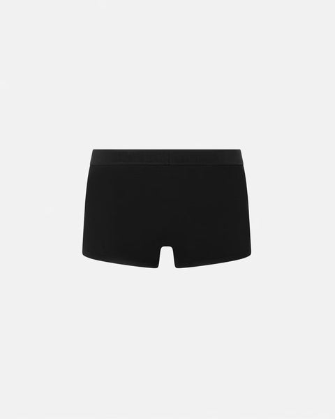 VERSACE 90s VINTAGE LOGO RIBBED TRUNKS, BLACK