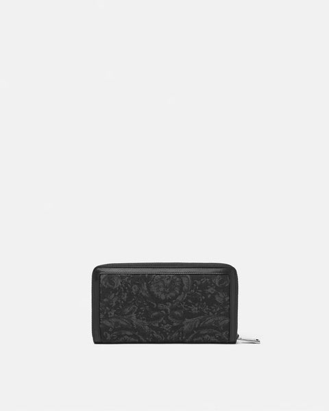 VERSACE BAROCCO JACQUARD LONG WALLET, Black+Print