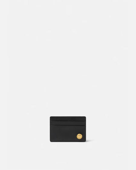 VERSACE MEDUSA CARD HOLDER,  Black+Gold