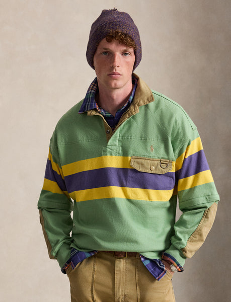 Polo Ralph Lauren Relaxed Fit Convertible Rugby Shirt, Green