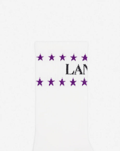 LANVIN X FUTURE STARS COTTON SOCKS, WHITE MUSTANG/BLACK