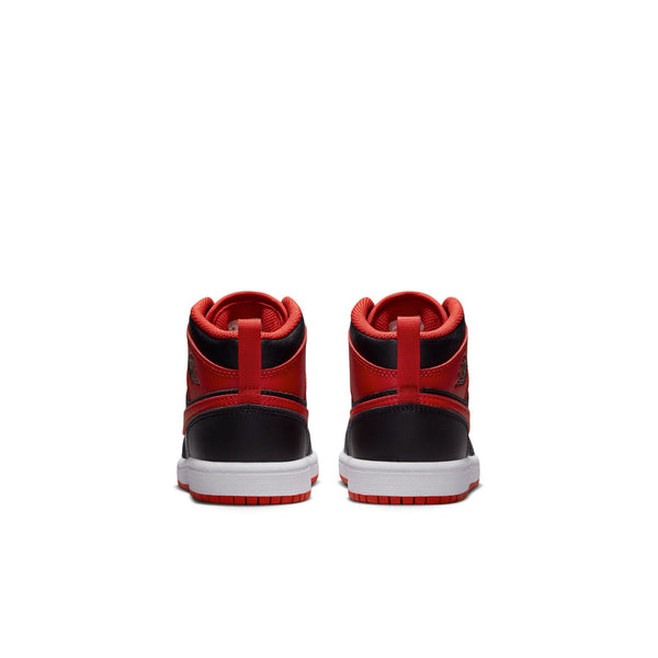 Jordan 1 Mid (PS), BLACK/FIRE RED-WHITE