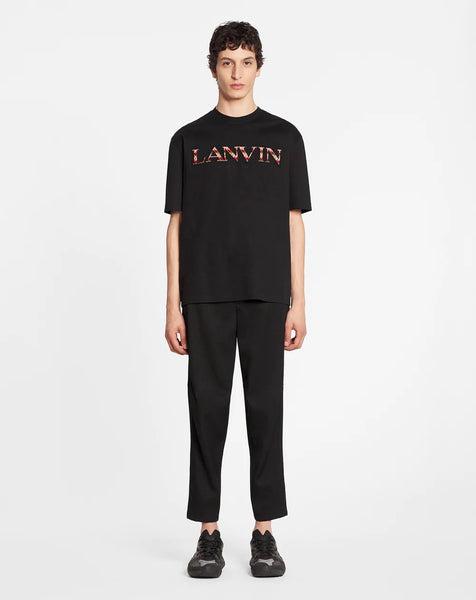LANVIN CLASSIC CURB EMBROIDERED T-SHIRT, BLACK
