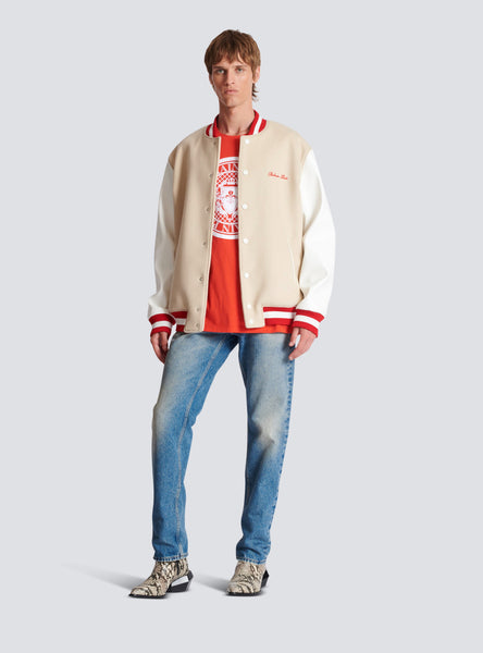 BALMAIN SIGNATURE BOMBER JACKET, BEIGE