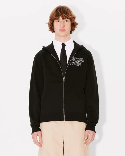 KENZO CONSTELLATION EMBROIDERED ZIP HOODIE, BLACK