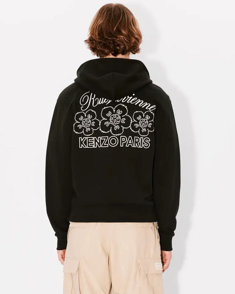 KENZO CONSTELLATION EMBROIDERED ZIP HOODIE, BLACK