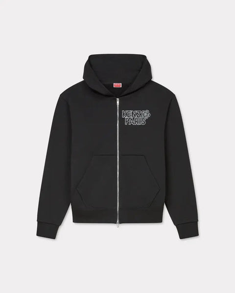 KENZO CONSTELLATION EMBROIDERED ZIP HOODIE, BLACK