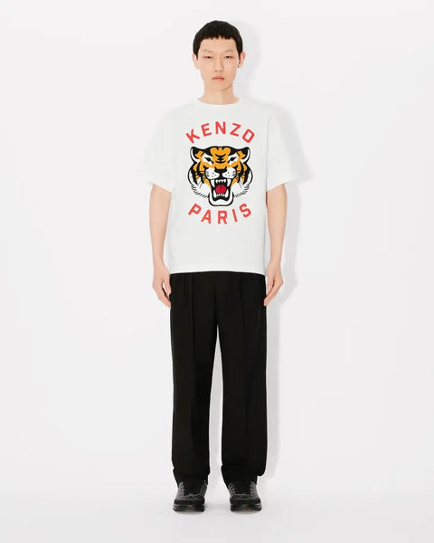 KENZO LUCKY TIGER OVERSIZE T-SHIRT, OFF WHITE