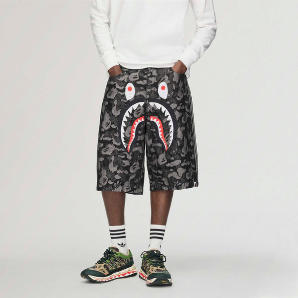SHARK DENIM JORTS BAPE, BLACK