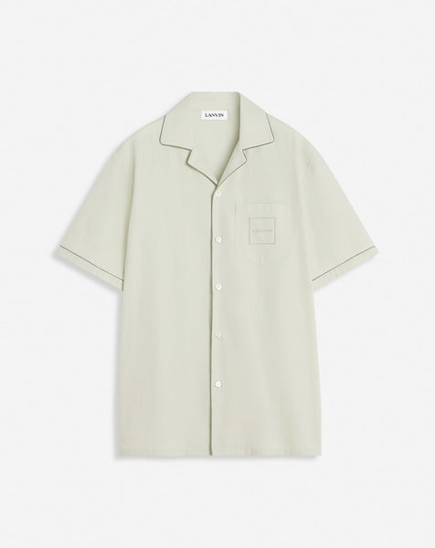 LANVIN FlLUID COTTON BOWELING SHIRT, MASTIC