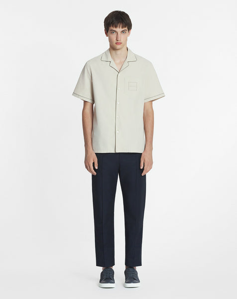 LANVIN FlLUID COTTON BOWELING SHIRT, MASTIC