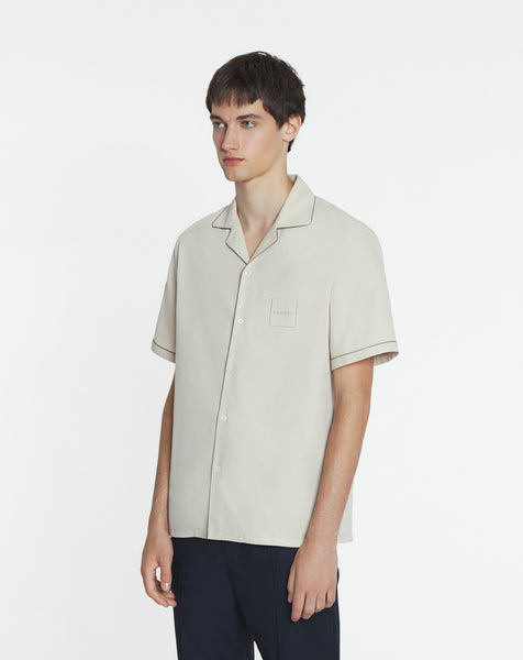 LANVIN FlLUID COTTON BOWELING SHIRT, MASTIC
