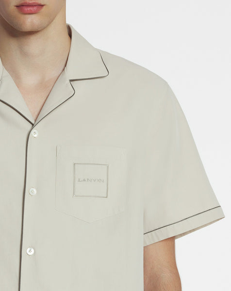 LANVIN FlLUID COTTON BOWELING SHIRT, MASTIC