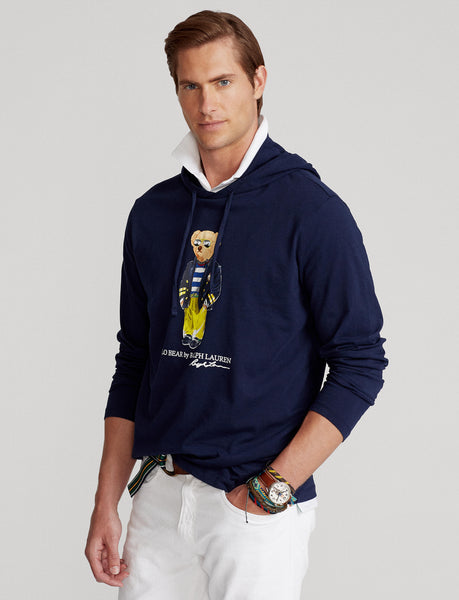 Polo Ralph Lauren Marina Polo Bear Jersey Hooded T-Shirt, Navy