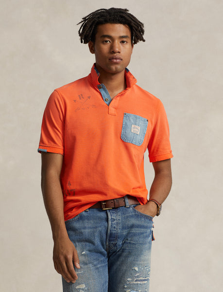 Polo Ralph Lauren Denim Pocket Dry All Short Sleeve Classic Fit Polo, Orange