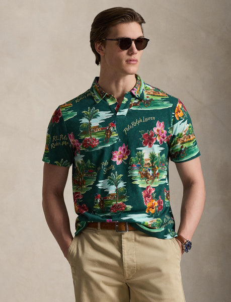 Polo Ralph Lauren Standard Fit Tropical Jersey Polo Shirt, Green