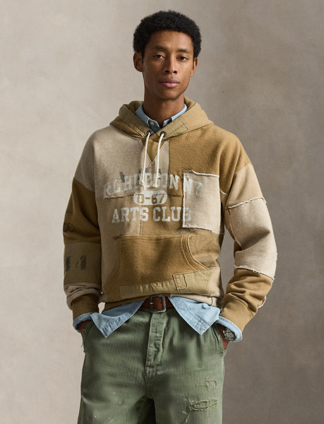 Polo Ralph Lauren Vintage Fit Patchwork Fleece Hoodie, Brown