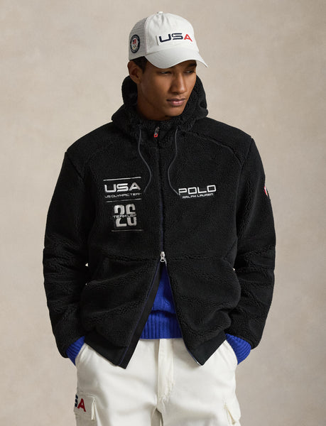 Polo Ralph Lauren Team USA Pile Fleece Full-Zip Hoodie, Black