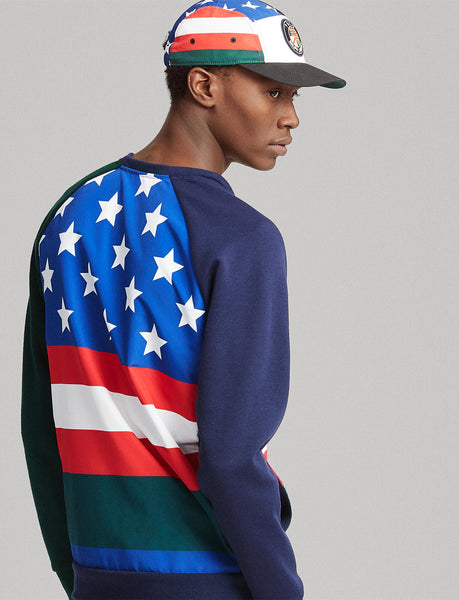 POLO RALPH LAUREN Downhill Skier Double-Knit Sweatshirt, Navy/ Green