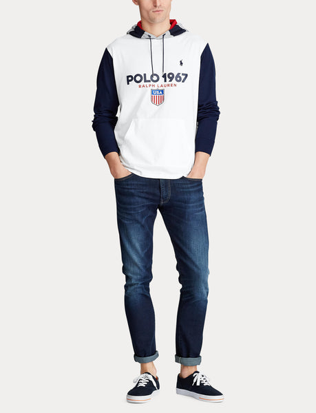 POLO RALPH LAUREN Hooded Jersey, White/ Multi