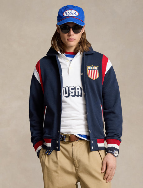 Polo Ralph Lauren Team USA Fleece Baseball Jacket, Refined Navy Multi