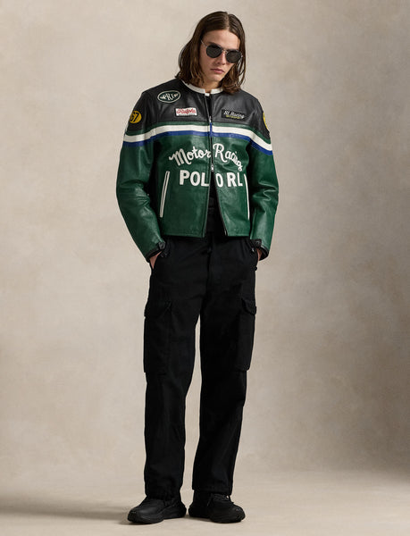 Polo Ralph Lauren Leather Racing Jacket, Green