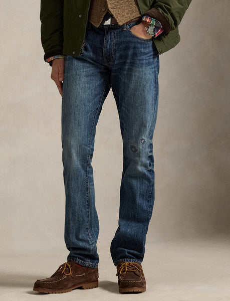 Polo Ralph Lauren Varick Slim Straight Distressed Jean, Blue