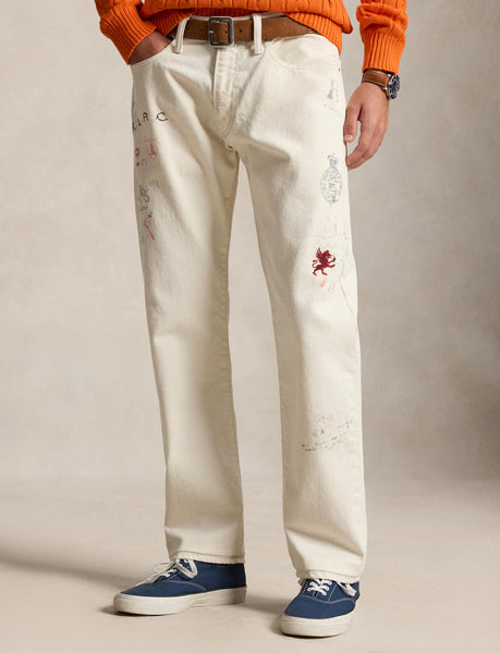Polo Ralph Lauren Hampton Straight Graphic Jean, Beige