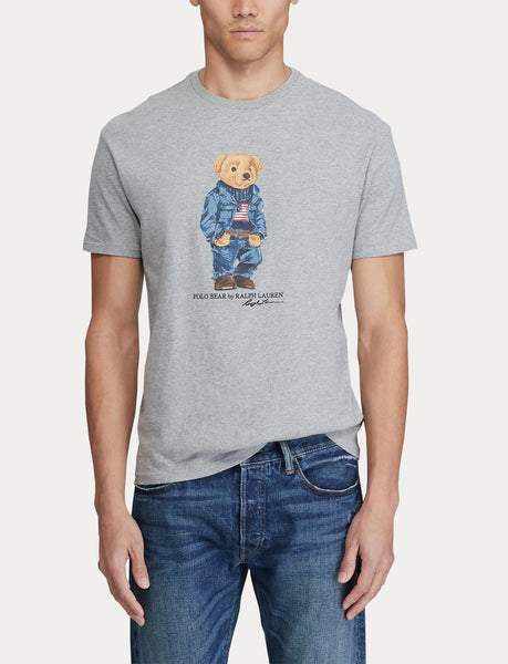 POLO RALPH LAUREN Classic Fit Denim Bear T-Shirt, Heather Grey