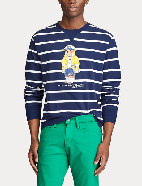 POLO RALPH LAUREN CP-93 Bear Mesh L/S T-Shirt, Navy/ White