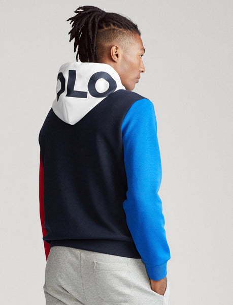 POLO RALPH LAUREN Color-Block Logo Embroidered Hoodie, Navy/ Multi