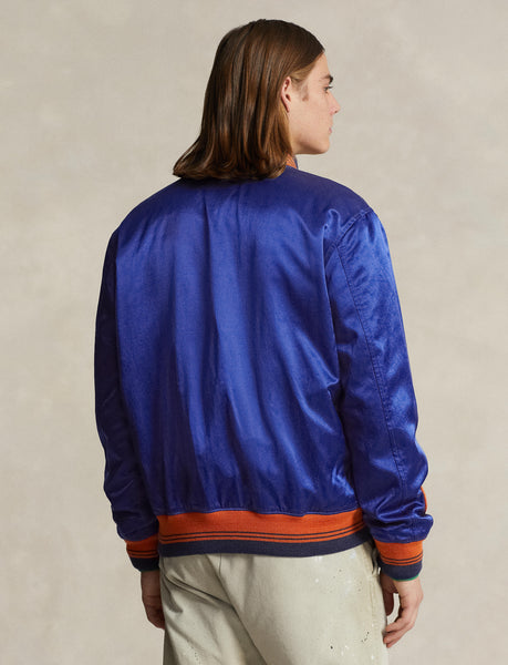 Polo Ralph Lauren Satin Letterman Jacket, Blue Yacht