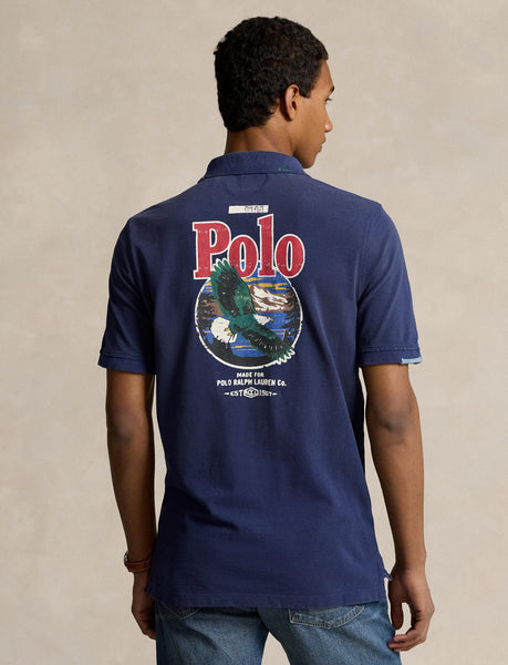 Polo Ralph Lauren Classic Fit Mesh Graphic Polo Shirt, Blue