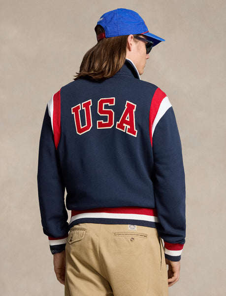 Polo Ralph Lauren Team USA Fleece Baseball Jacket, Refined Navy Multi