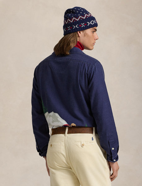 Polo Ralph Lauren Classic Fit Skier-Print Satin Camp Shirt, Multi