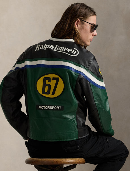 Polo Ralph Lauren Leather Racing Jacket, Green