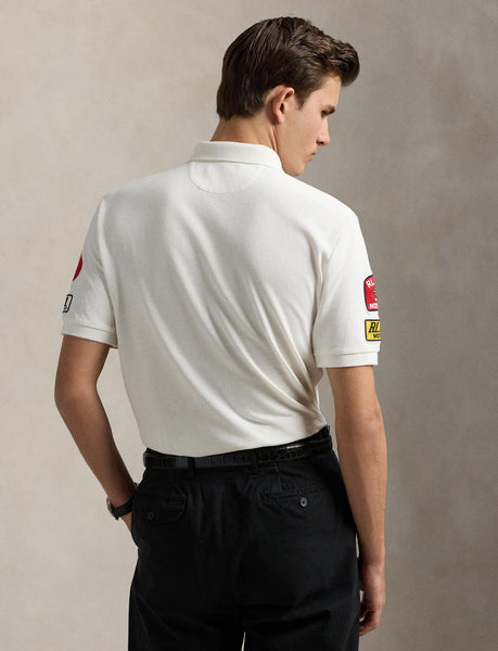 Polo Ralph Lauren Classic Fit Mesh Graphic Polo Shirt, White