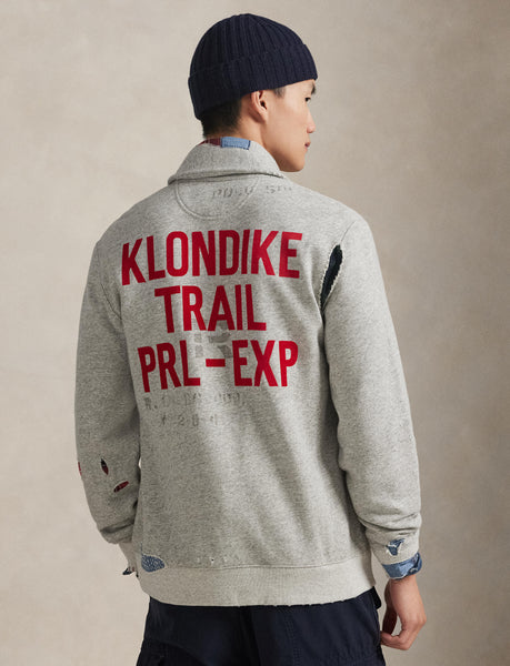 Polo Ralph Lauren Fleece Graphic Cardigan, Heather Grey