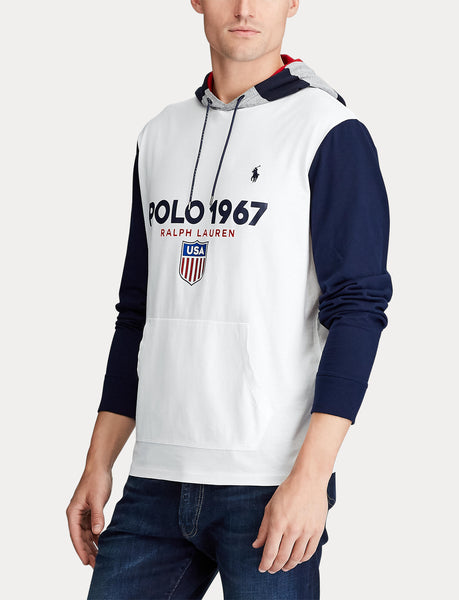POLO RALPH LAUREN Hooded Jersey, White/ Multi