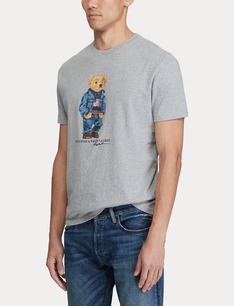 POLO RALPH LAUREN Classic Fit Denim Bear T-Shirt, Heather Grey