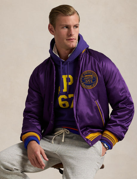 Polo Ralph Lauren Satin Varsity-Inspired Jacket , Purple