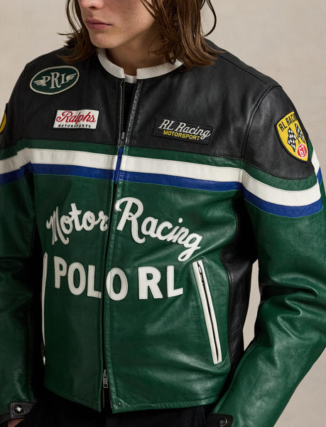 Polo Ralph Lauren Leather Racing Jacket, Green