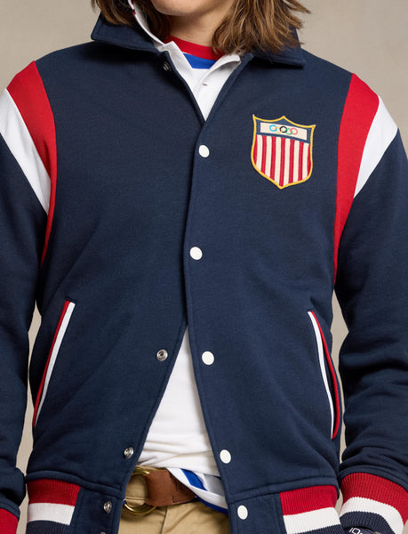 Polo Ralph Lauren Team USA Fleece Baseball Jacket, Refined Navy Multi